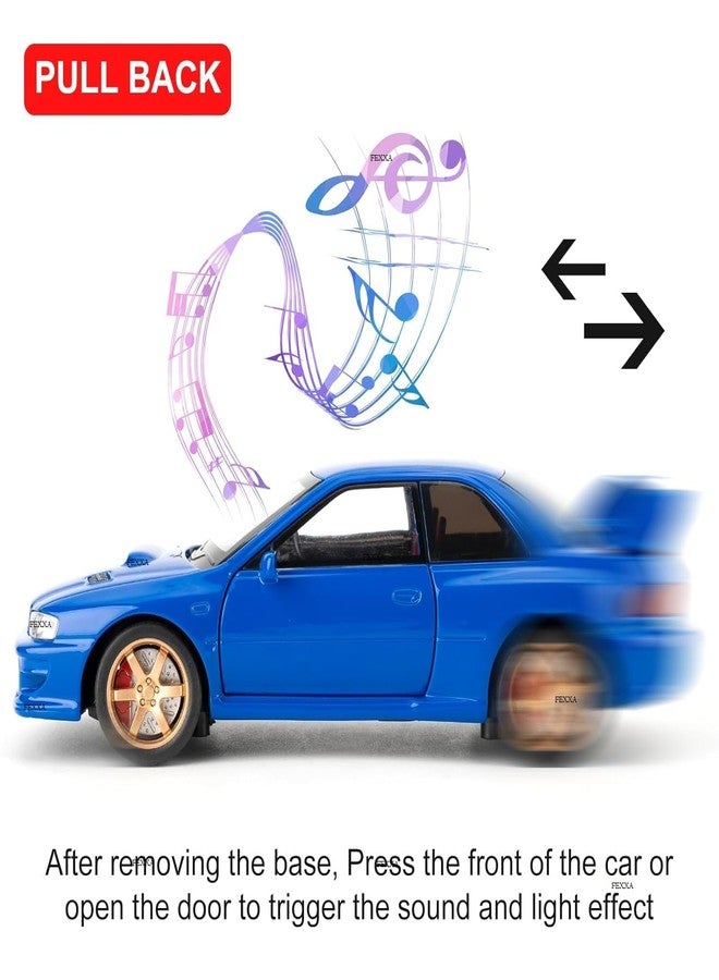 FEXXA سيارة FEXXA 1/32 متوافقة مع سيارة سوبارو إمبريزا WRX STI النموذجية، لعبة سيارة قابلة للتحصيل تعمل بالسحب للخلف مصنوعة من المعدن المصبوب مع أصوات وأضواء للأطفال والأولاد والبنات والكبار، هدية (أزرق) - Image 4